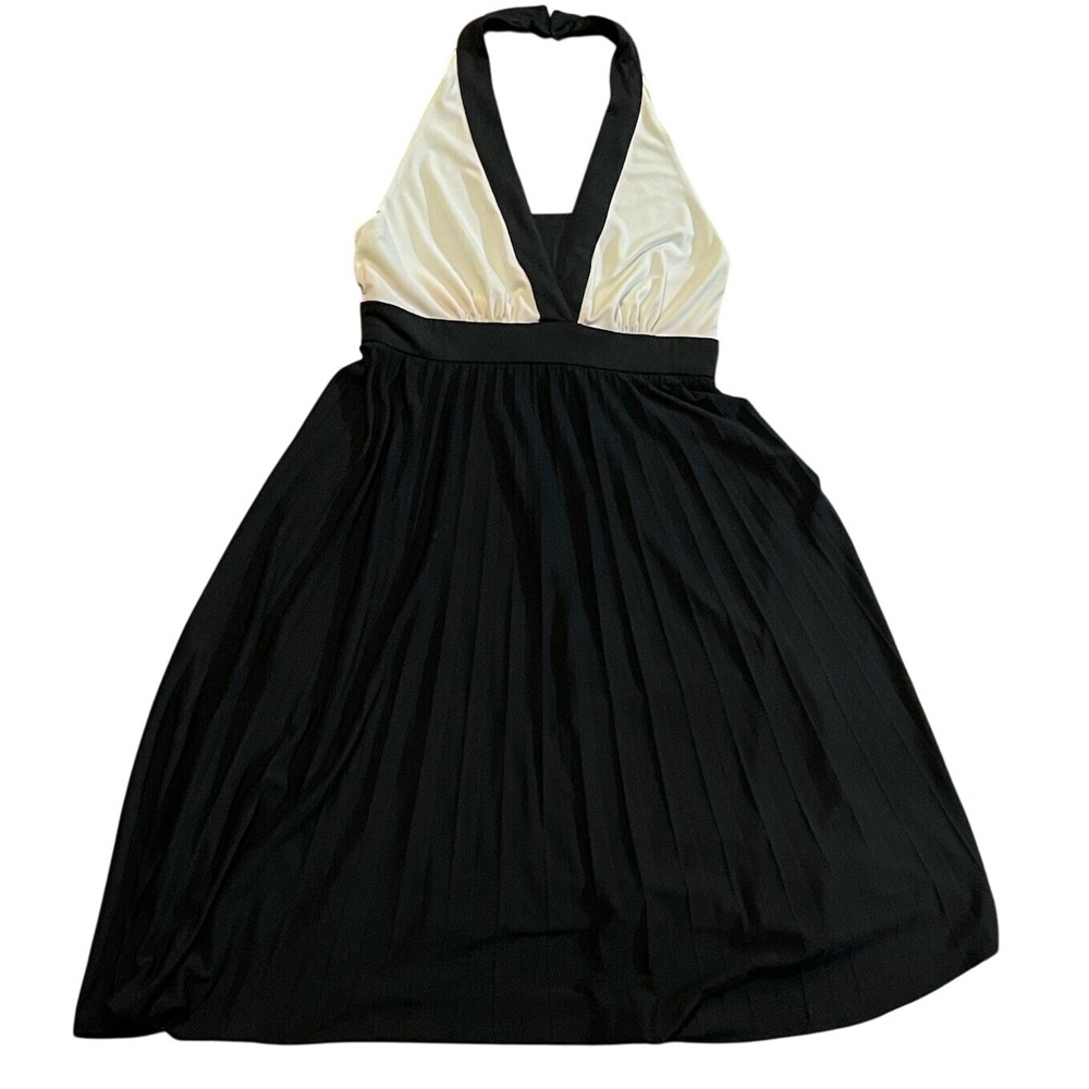Maggie London Haltered Pleated Black And White Size 6‎ Dress